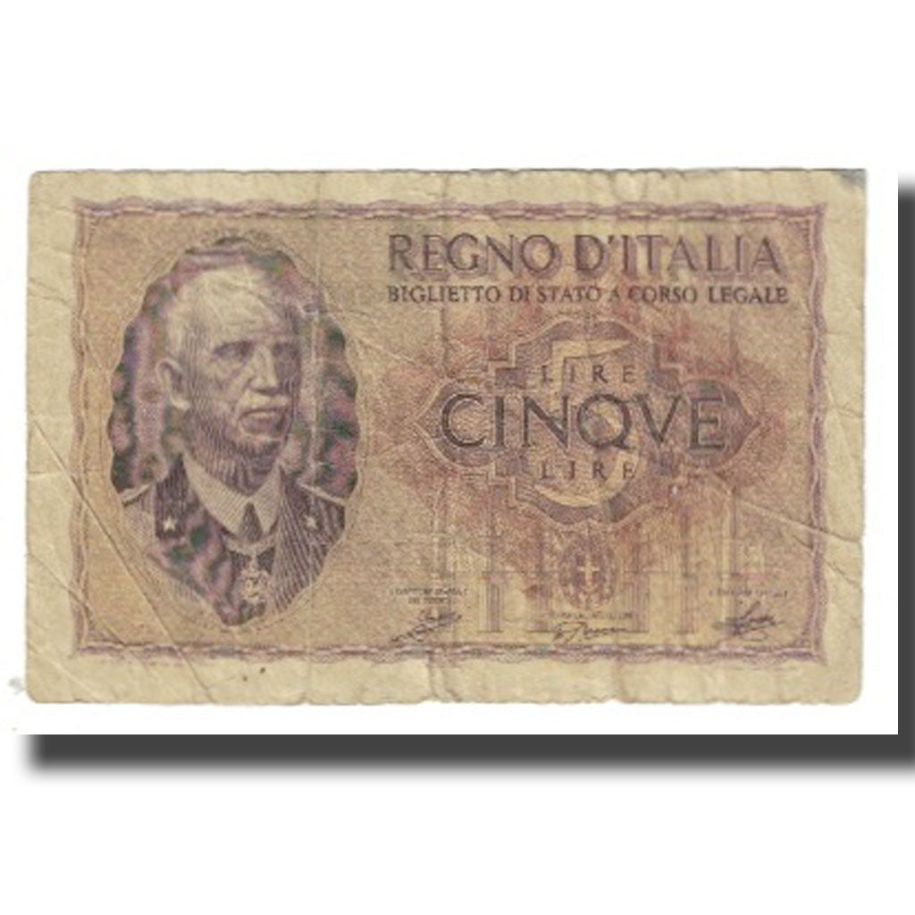 Banknote, Italy, 5 Lire, KM:28, VF(20-25)