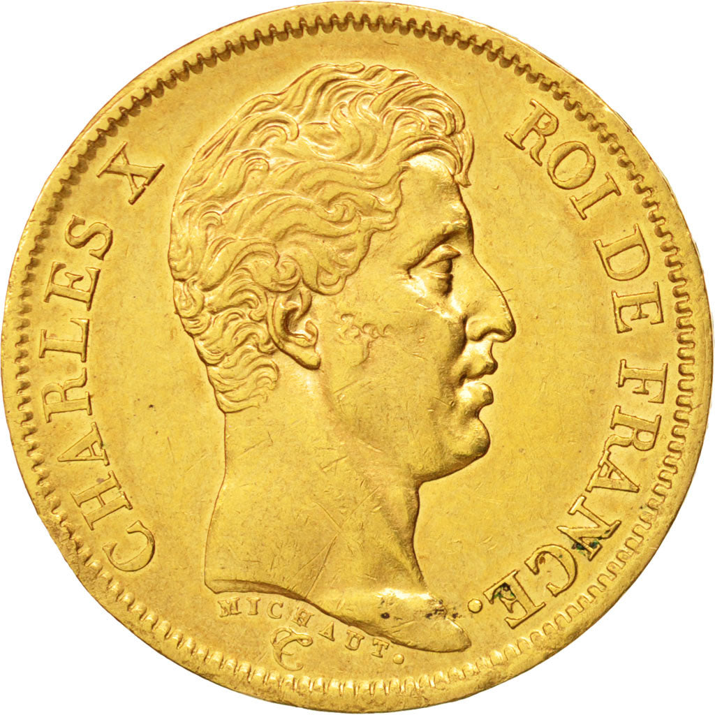 France, Charles X, 40 Francs, 1824, Paris, EF(40-45), Gold, KM:721.1,Gadoury1105