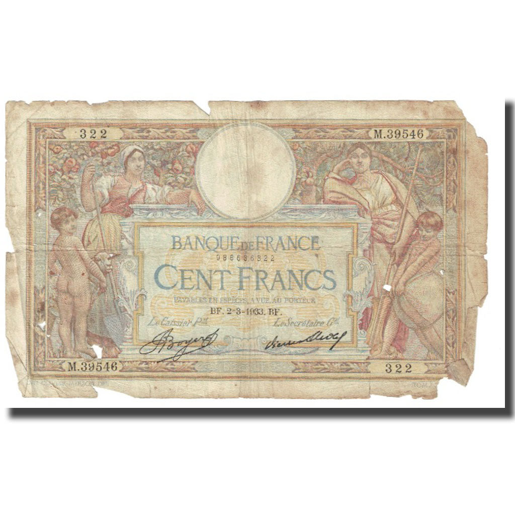 France, 100 Francs, 1933, P. Rousseau and R. Favre-Gilly, 1933-03-02, B