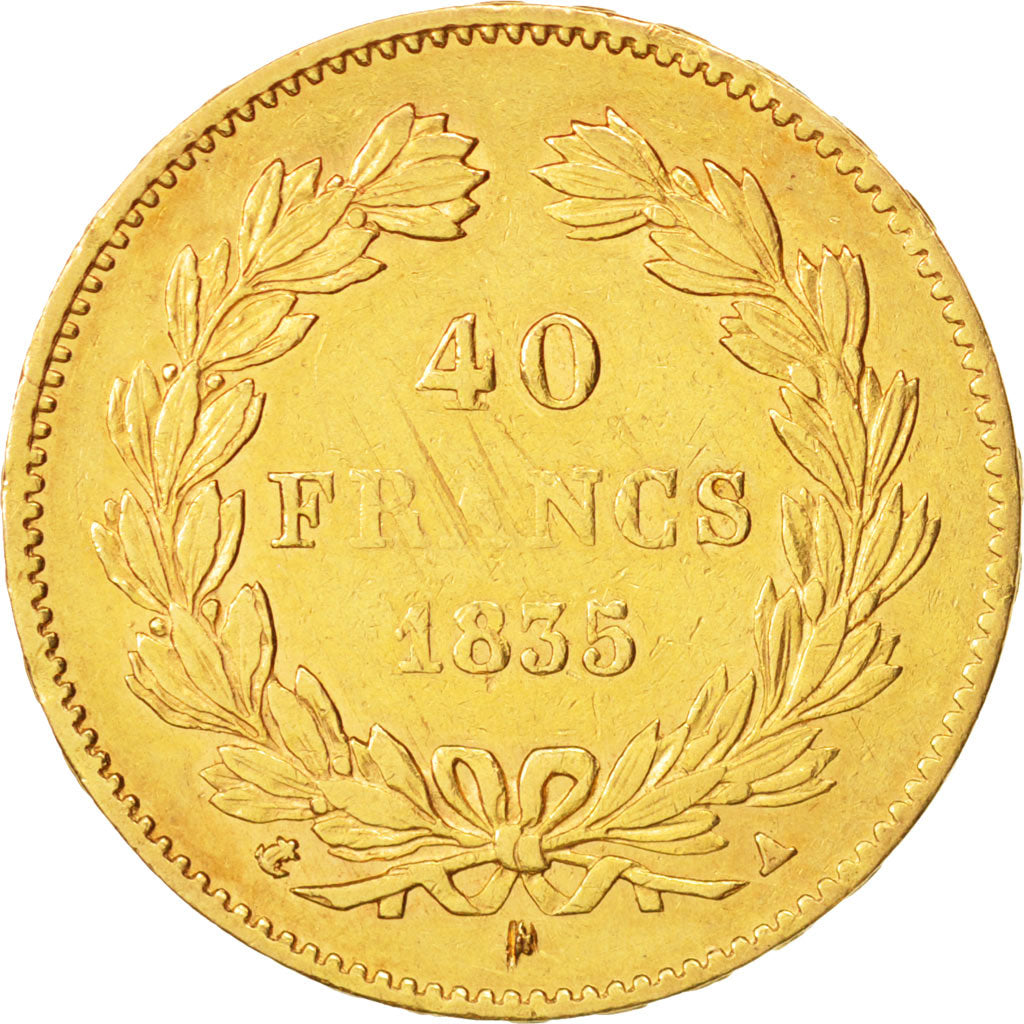 France, Louis-Philippe, 40 Francs,1835,Paris,VF(20-25),Gold,KM:747.1,Gadoury1106