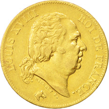 France, Louis XVIII, 40 Francs, 1816, Paris, TTB, Or, KM:713.1, Gadoury 1092