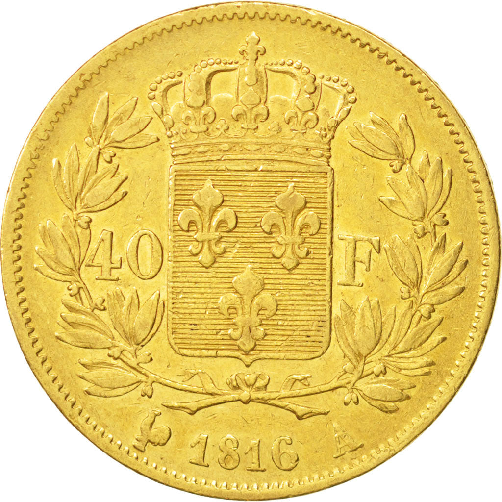 France, Louis XVIII, 40 Francs, 1816, Paris, TTB, Or, KM:713.1, Gadoury 1092