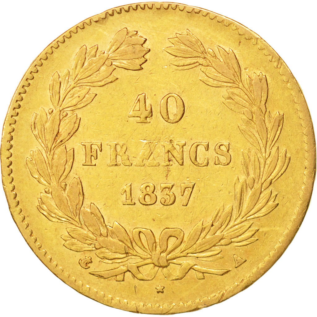 France, Louis-Philippe, 40 Francs, 1837, Paris, TTB+, Or, KM:747.1, Gadoury:1106