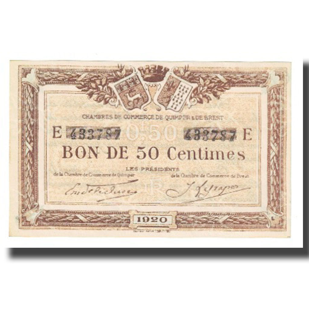 France, Quimper et Brest, 50 Centimes, 1920, UNC(63), Pirot:104.16