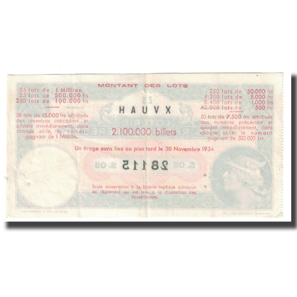 Frankreich, 100 Francs, 1934, 1934-11-30, LOTERIE DES REGIONS LIBÉRÉES, VZ