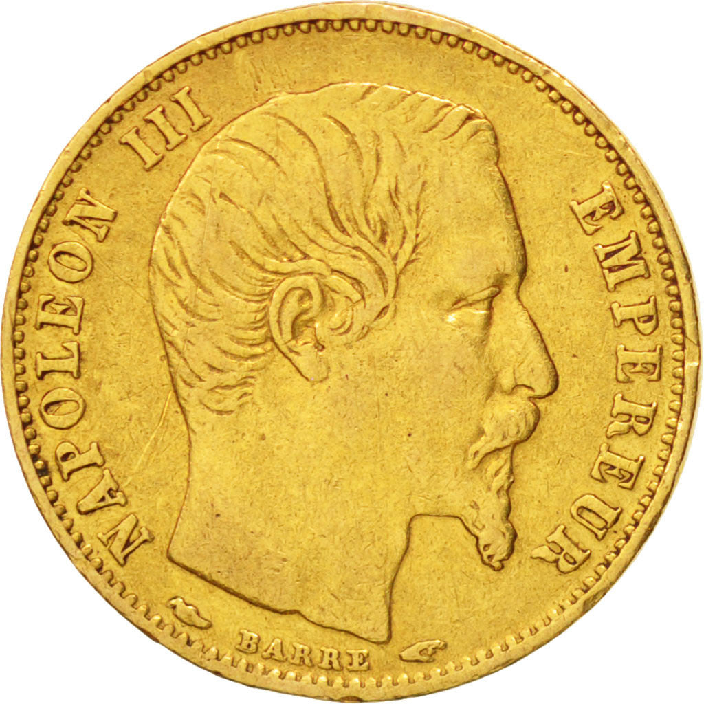 Frankreich, Napoleon III, 5 Francs, 1854,Paris,VF(20-25),Gold,KM 783,Gadoury1000