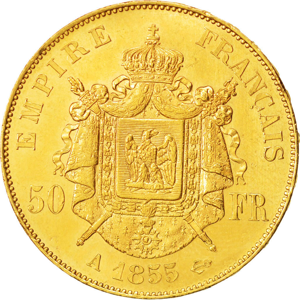 Francia, Napoleon III, Napoléon III, 50 Francs, 1855, Paris, SPL, Oro, KM:78...