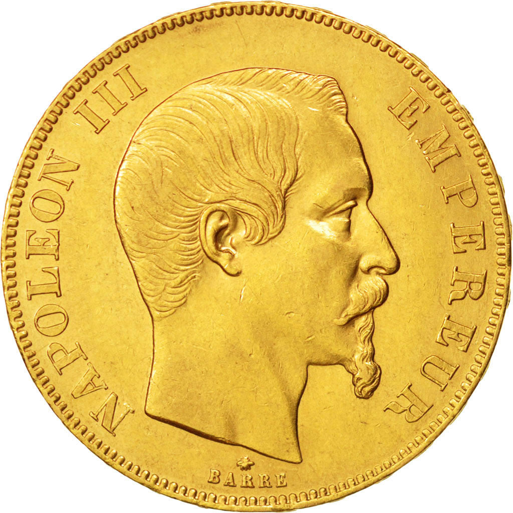 France,Napoléon III,50 Francs,1858,Strasbourg,AU(50-53),Gold,KM785.2,Gadoury1112