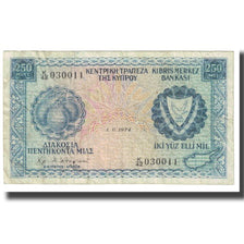 Biljet, Cyprus, 250 Mils, 1974, 1974-06-01, KM:41b, TB