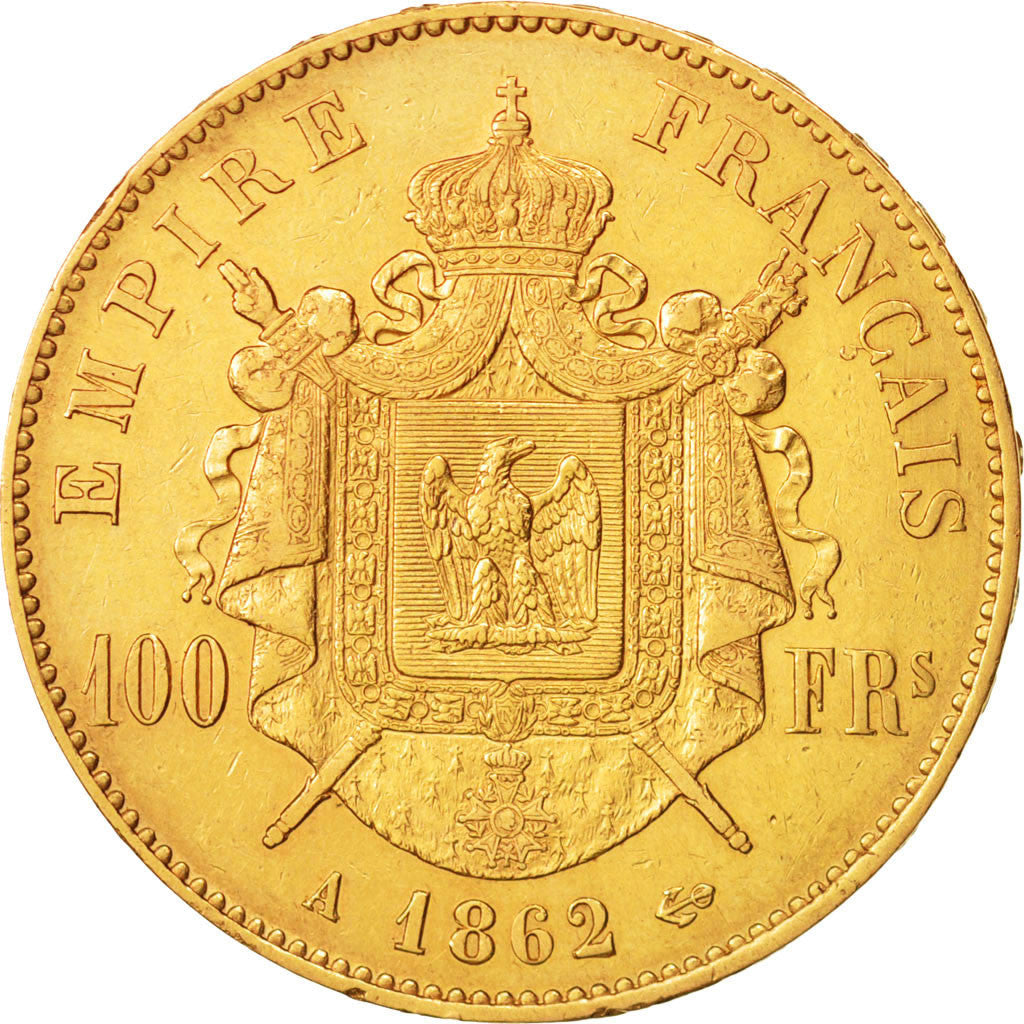 France, Napoleon III, 100 Francs, 1862, Paris,EF(40-45),Gold,KM802.1,Gadoury1136
