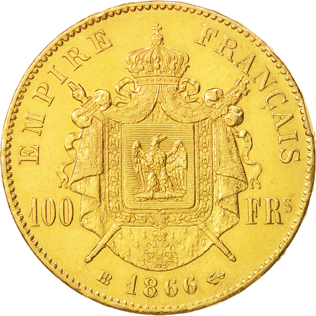 France, Napoleon III, 100 Francs, 1866, Strasbourg,EF(40-45),KM802.2,Gadoury1136