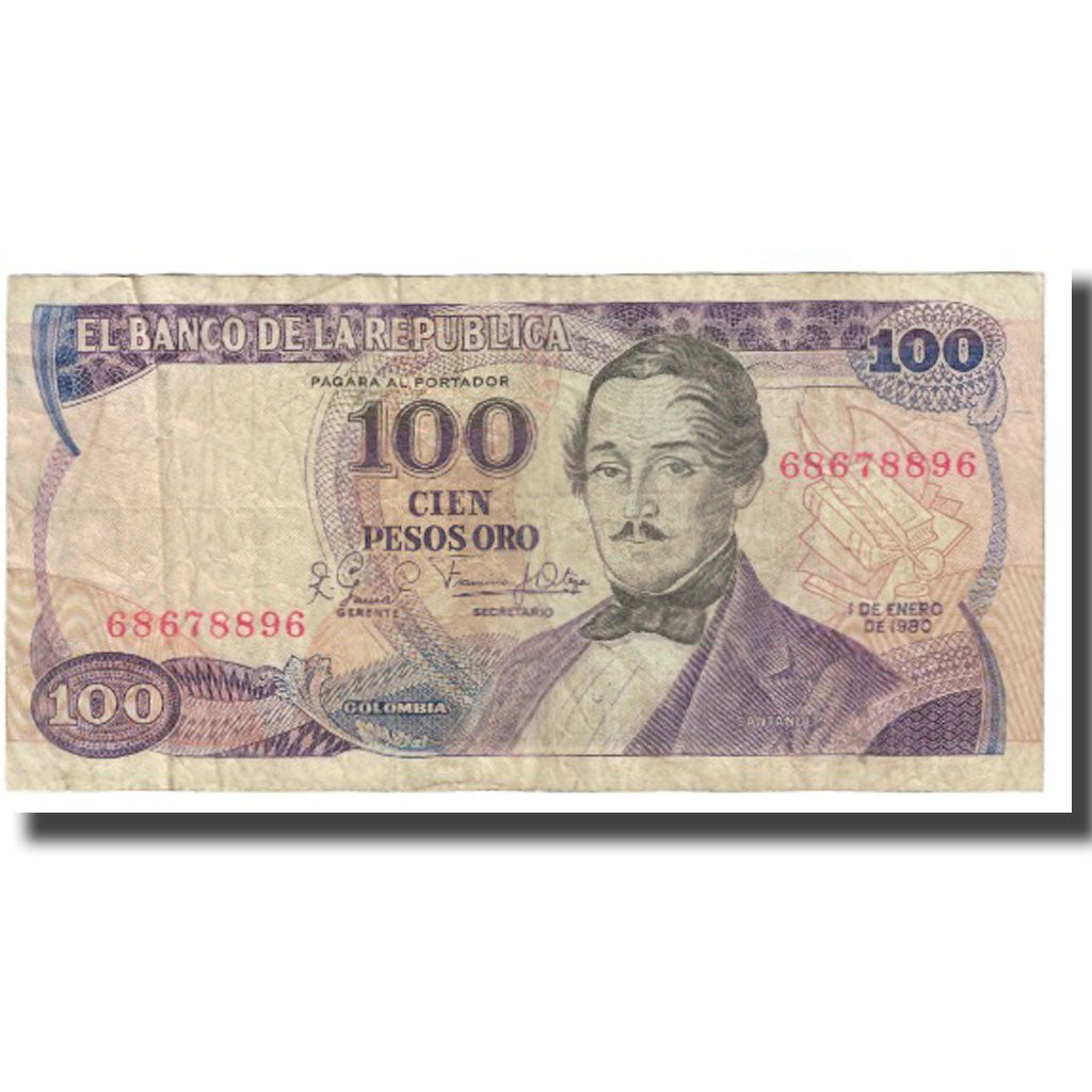 Banknote, Colombia, 100 Pesos Oro, 1980, 1980-01-01, KM:418a, VF(20-25)