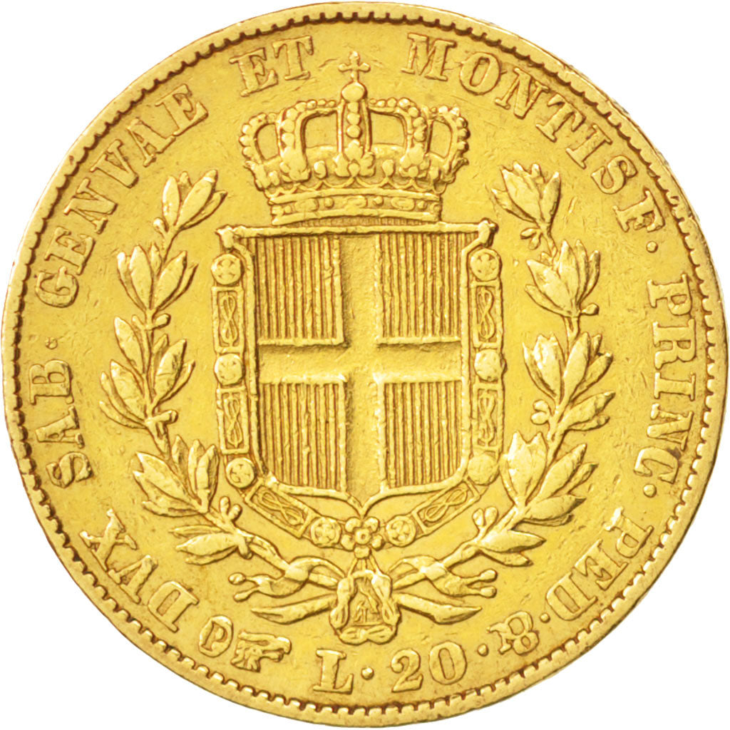 ITALIAN STATES, SARDINIA, Carlo Alberto, 20 Lire, 1831, Torino,VF(20-25),KM131.1