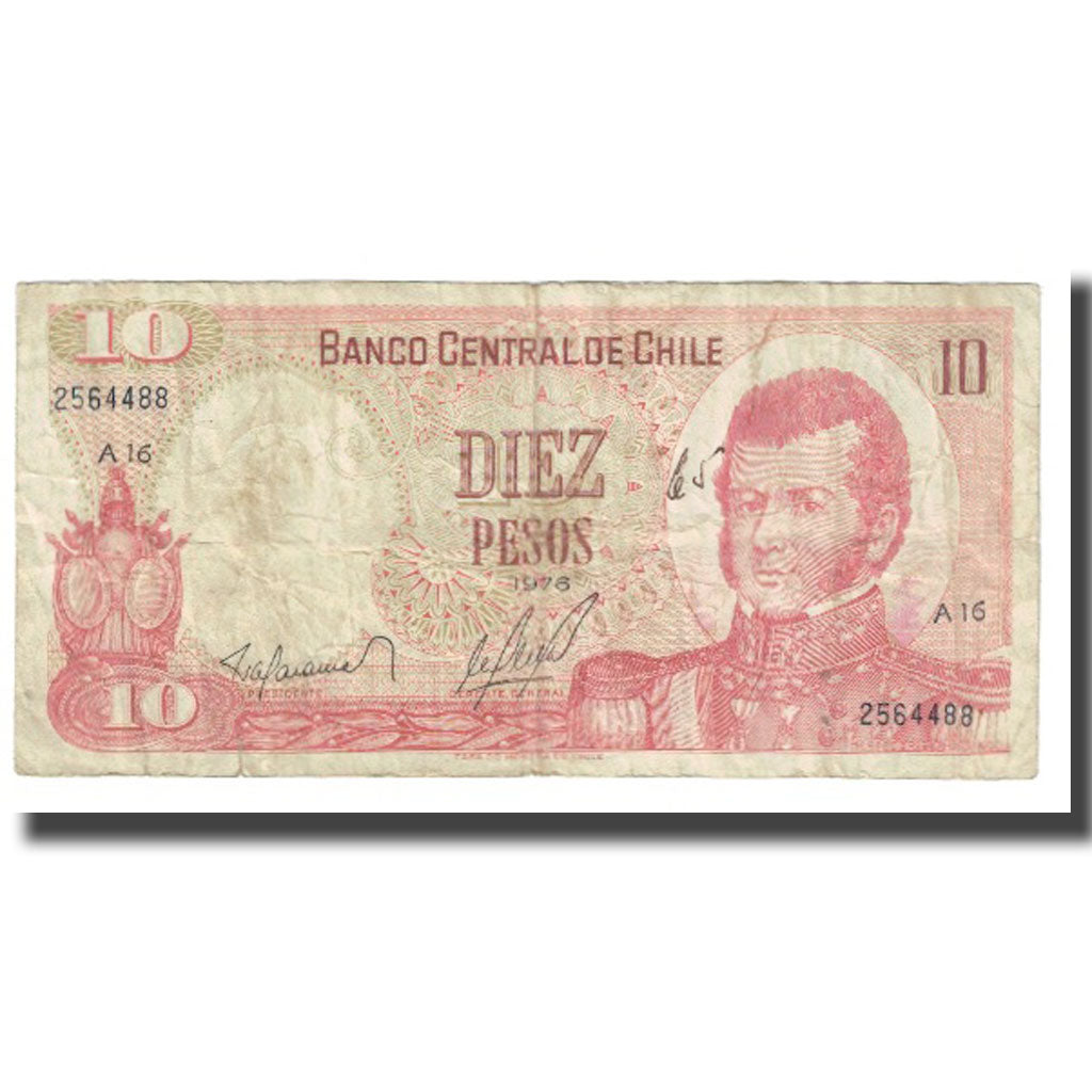 Banknote, Chile, 10 Pesos, 1976, KM:150b, VF(20-25)