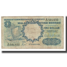 Nota, Malaia e Bornéu Britânico, 1 Dollar, 1959, 1959-03-01, KM:8a, VF(20-25)