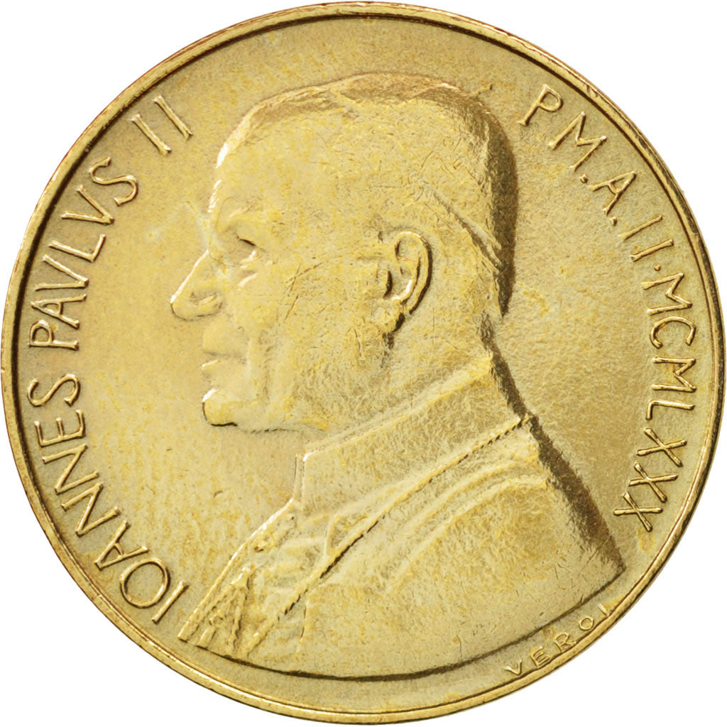 VATICAN CITY, John Paul II, 20 Lire, 1980, EF(40-45), Aluminum-Bronze, KM:144