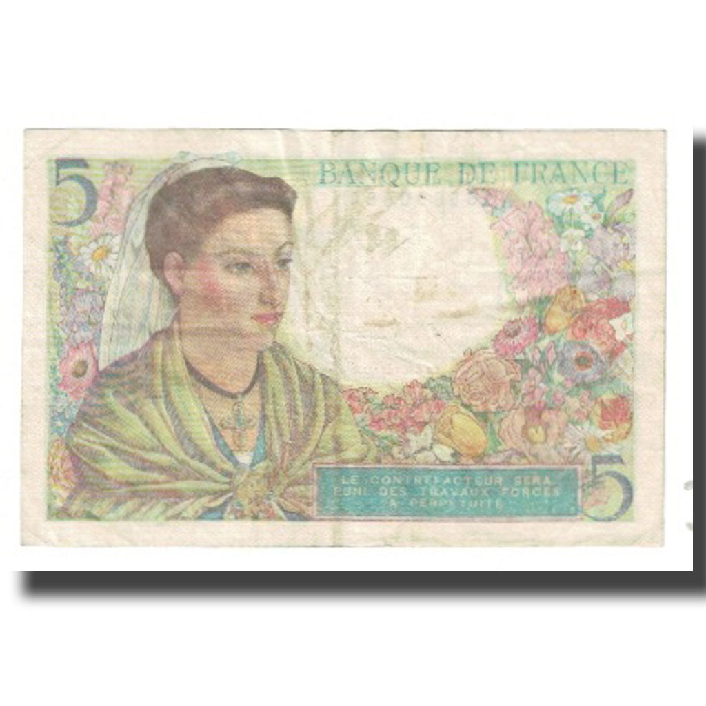 France, 5 Francs, 1943, P. Rousseau and R. Favre-Gilly, 1943-08-05, VF(30-35)