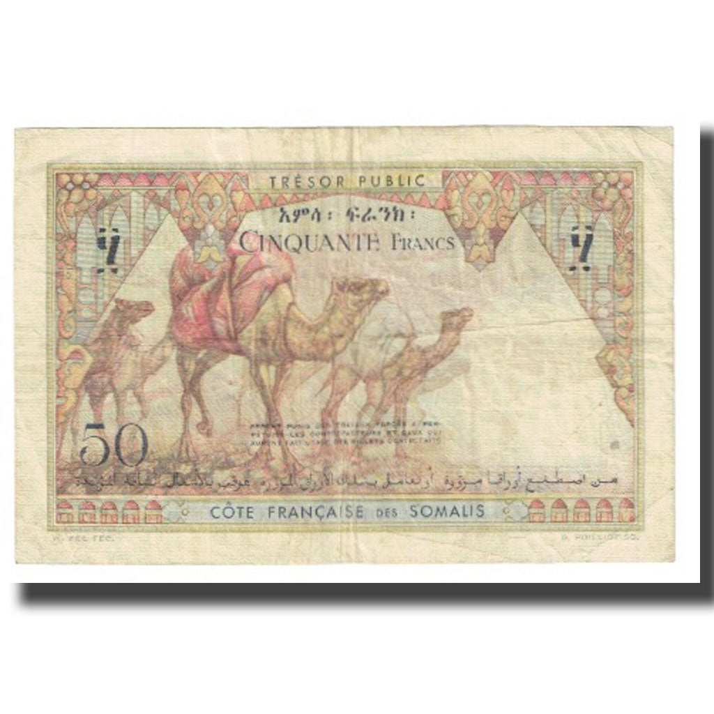 Banknote, French Somaliland, 50 Francs, Undated (1952), KM:25, VF(20-25)