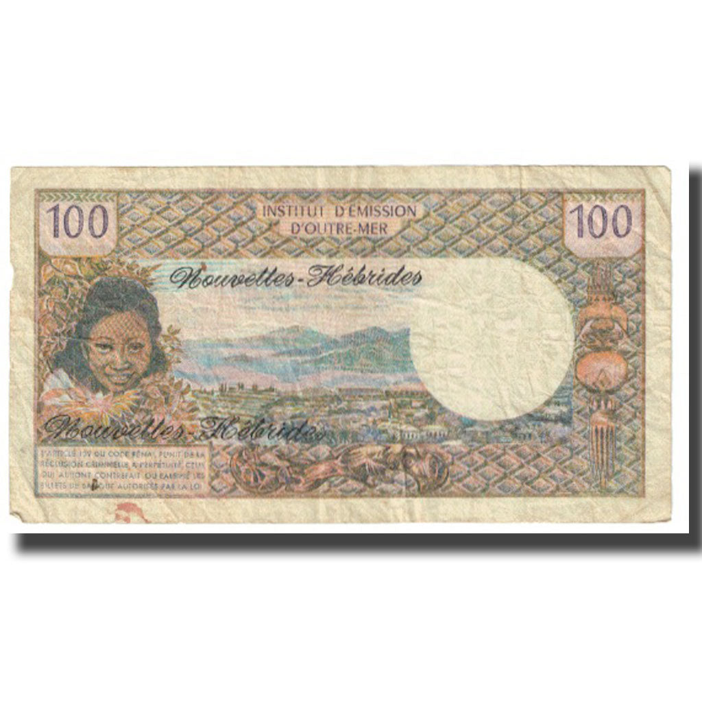 Banknote, New Hebrides, 100 Francs, 1970, KM:18a, VF(20-25)