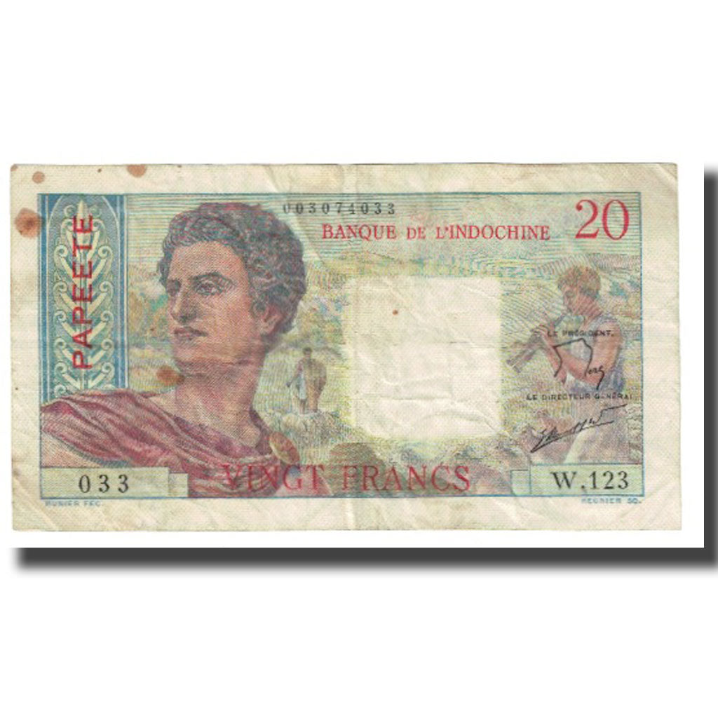 Banknote, Tahiti, 20 Francs, 1951-1963, KM:21c, VF(20-25)
