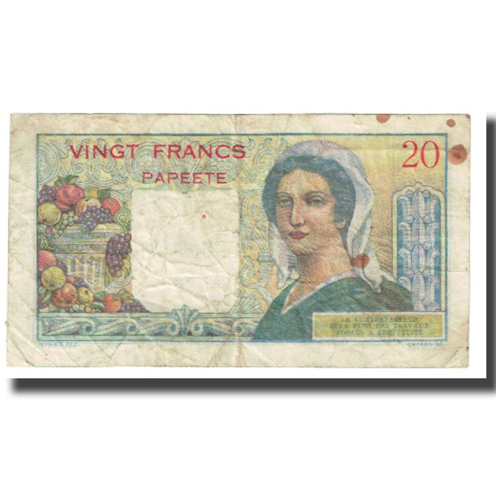 Banknote, Tahiti, 20 Francs, 1951-1963, KM:21c, VF(20-25)