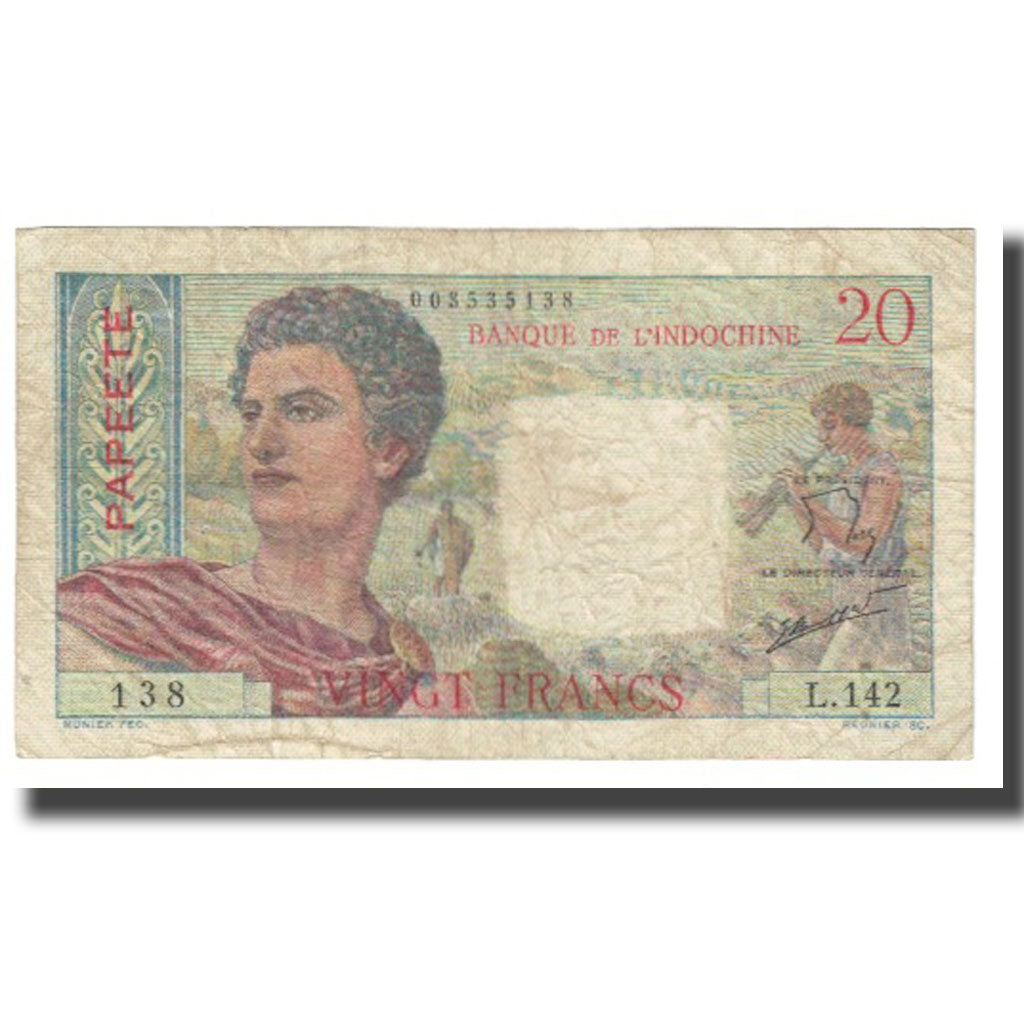 Banknote, Tahiti, 20 Francs, 1951-1963, KM:21c, VF(20-25)