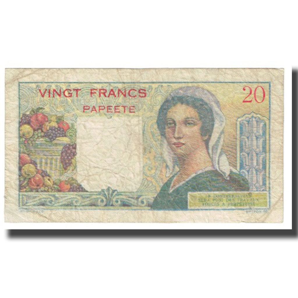 Banknote, Tahiti, 20 Francs, 1951-1963, KM:21c, VF(20-25)