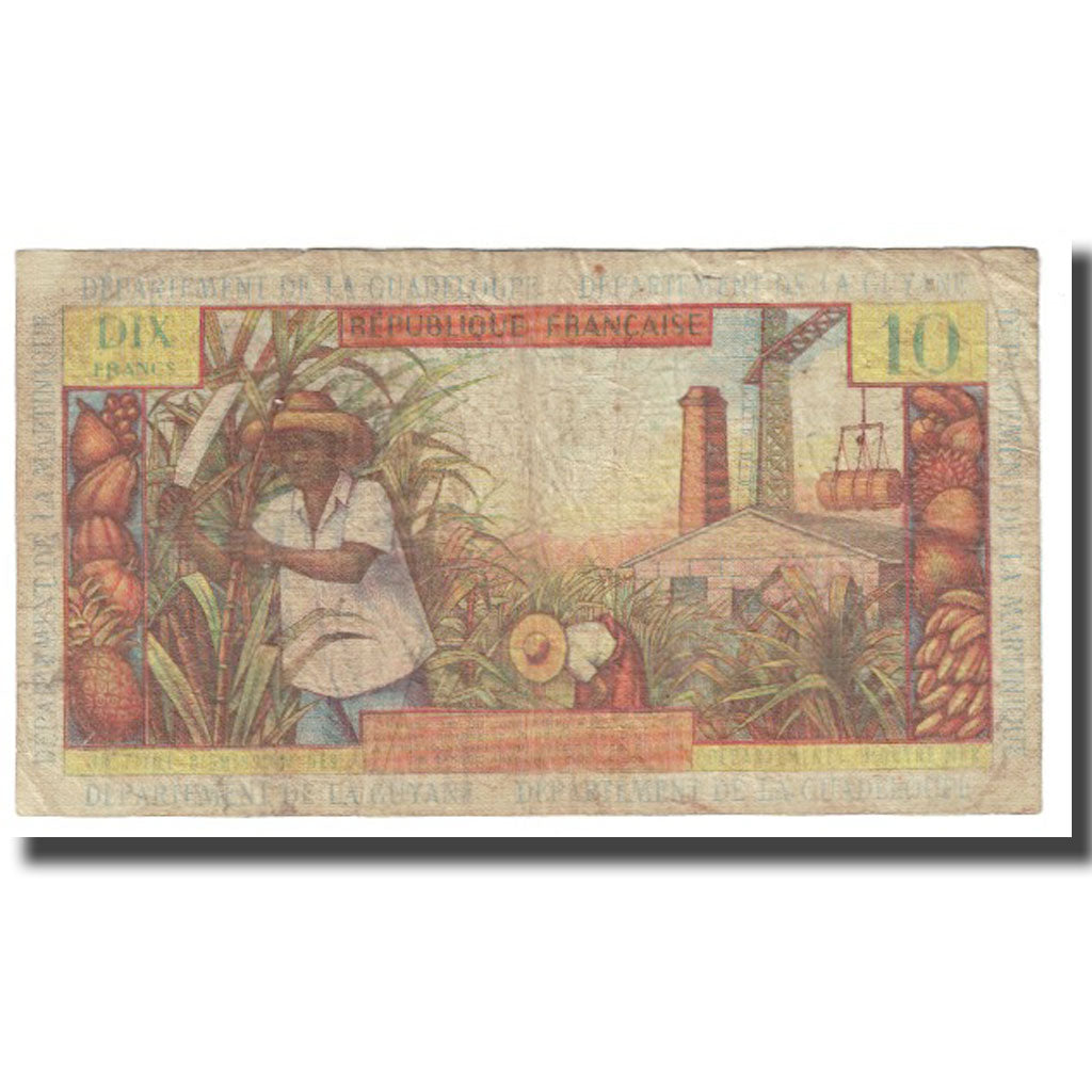 Banknote, French Antilles, 10 Francs, Undated (1964), KM:8b, VF(20-25)