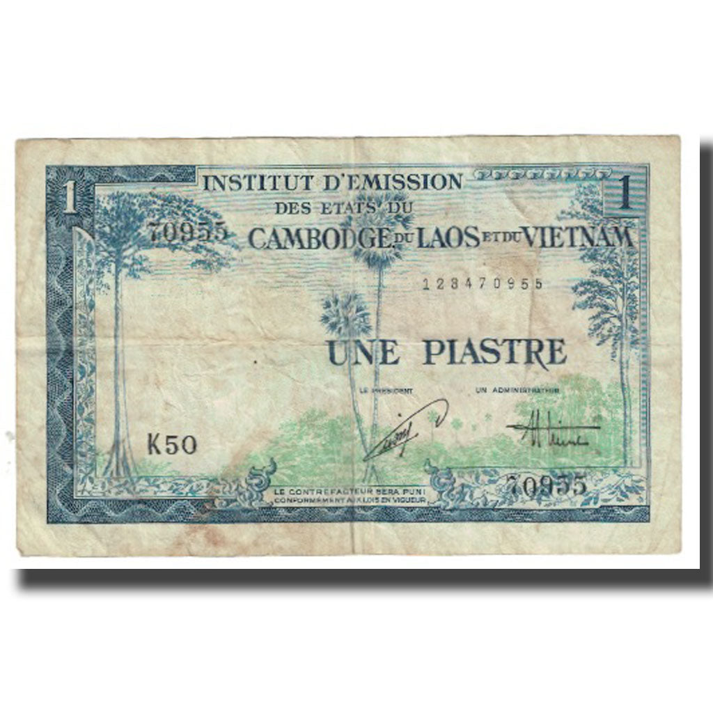 Billet, FRENCH INDO-CHINA, 1 Piastre = 1 Dong, Undated (1954), KM:105, TB
