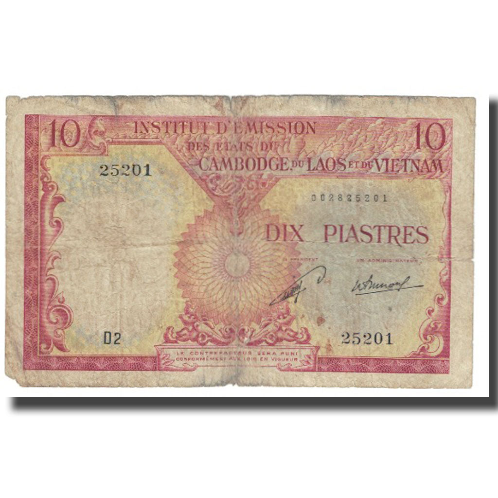 Banknote, FRENCH INDO-CHINA, 10 Piastres = 10 Dong, Undated (1953), KM:107