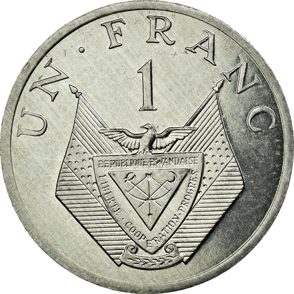 Coin, Rwanda, Franc, 1985, British Royal Mint, MS(63), Aluminum, KM:12