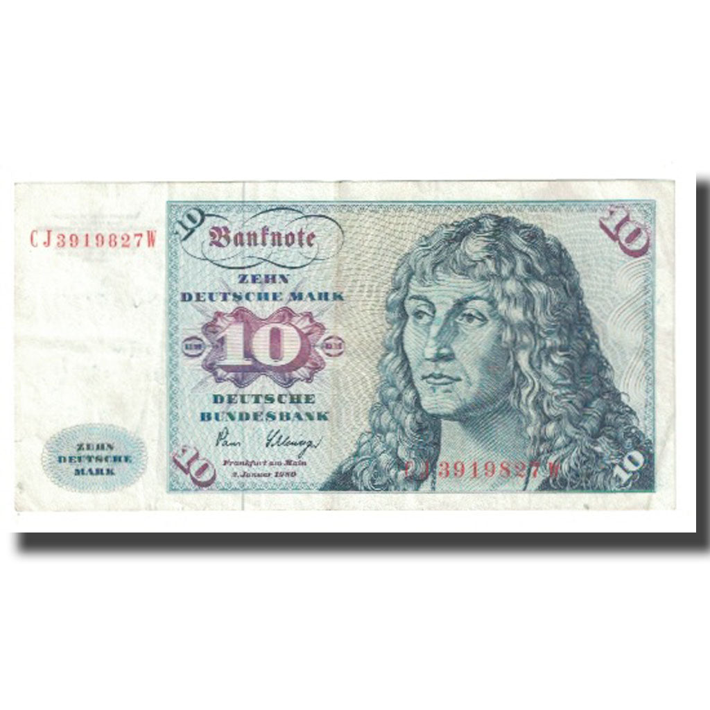 Banconote, GERMANIA - REPUBBLICA FEDERALE, 10 Deutsche Mark, 1980, 1980-01-02