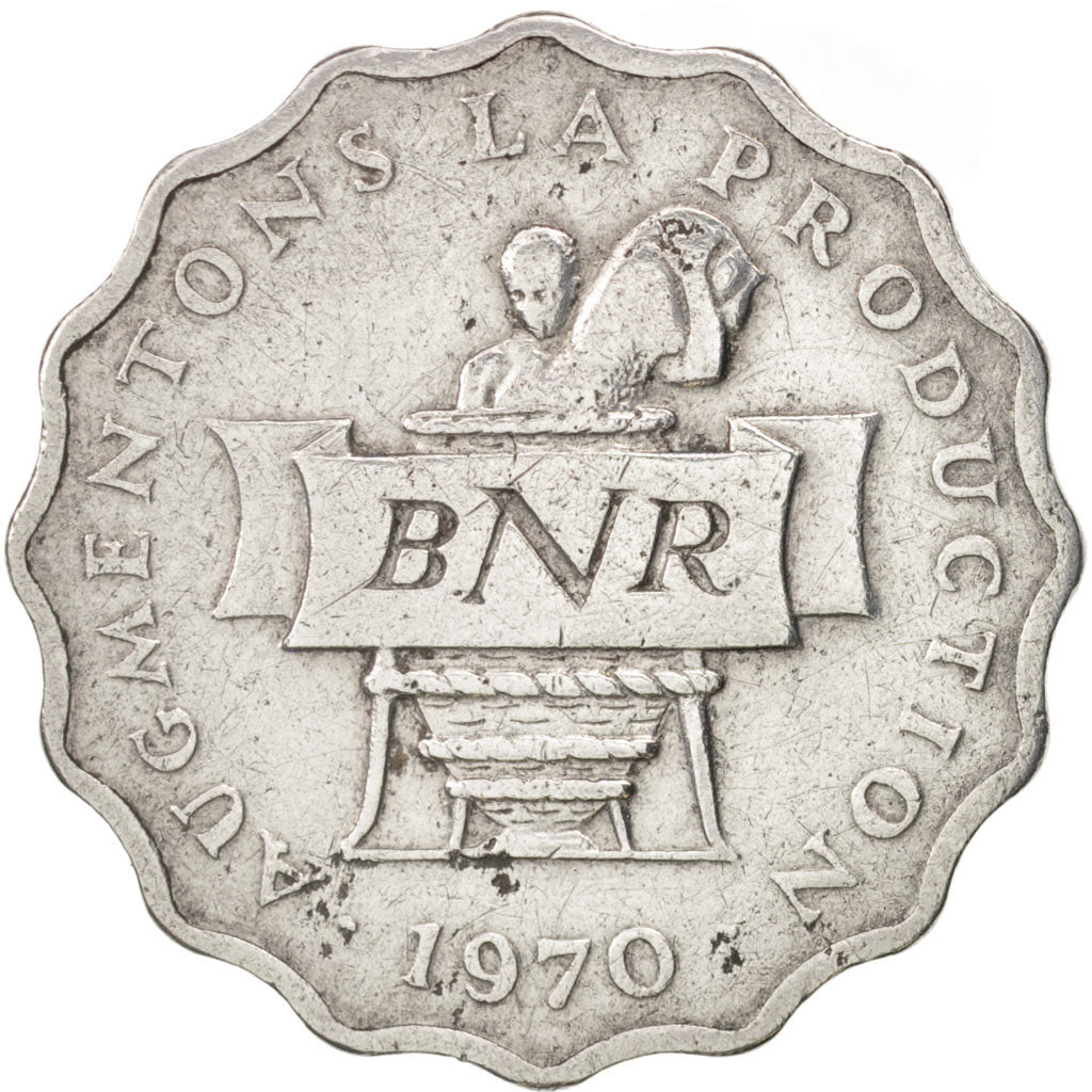 Rwanda, 2 Francs, 1970, EF(40-45), Aluminum, KM:10