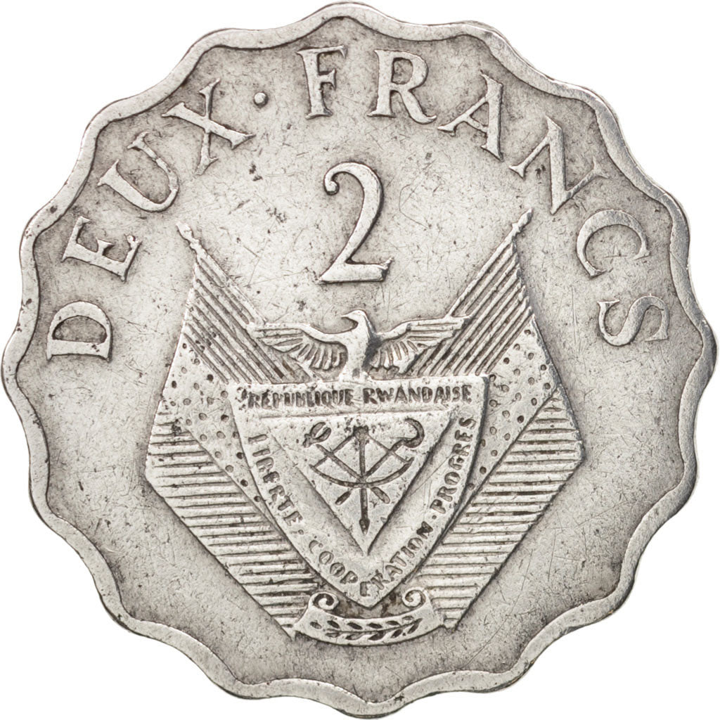 Rwanda, 2 Francs, 1970, EF(40-45), Aluminum, KM:10