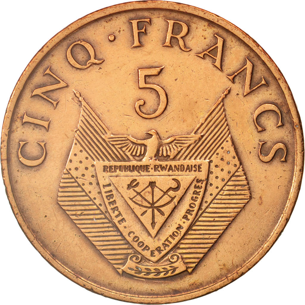 Rwanda, 5 Francs, 1974, British Royal Mint, EF(40-45), Bronze, KM:13