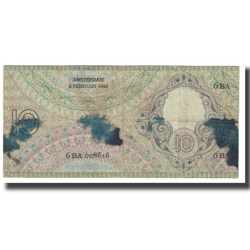 Banknote, Netherlands, 10 Gulden, 1943, 1943-02-02, KM:59, VF(20-25)