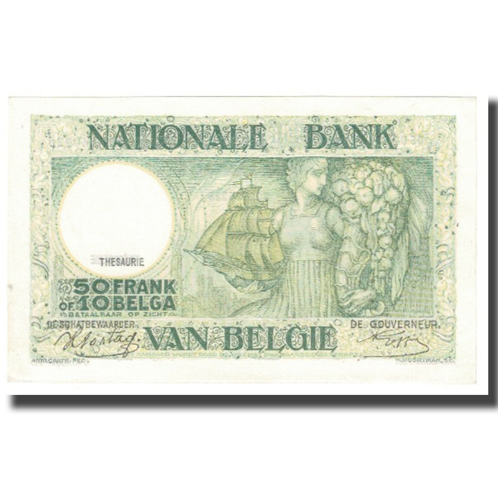 Banknote, Belgium, 50 Francs-10 Belgas, 1943, 1943-01-05, KM:106, AU(55-58)