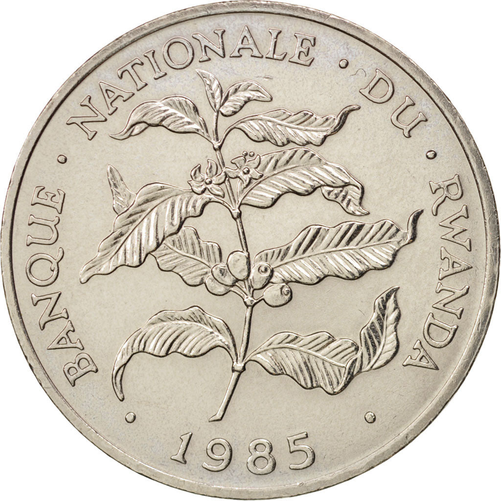 Rwanda, 10 Francs, 1985, British Royal Mint, AU(55-58), Copper-nickel, KM:14.2