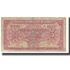 Banknote, Belgium, 5 Francs-1 Belga, 1943, 1943-02-01, KM:121, VF(20-25)