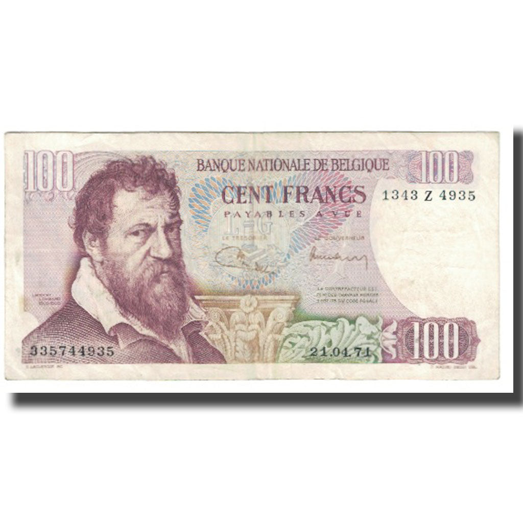 Banknote, Belgium, 100 Francs, 1971, 1974-04-21, KM:134a, EF(40-45)
