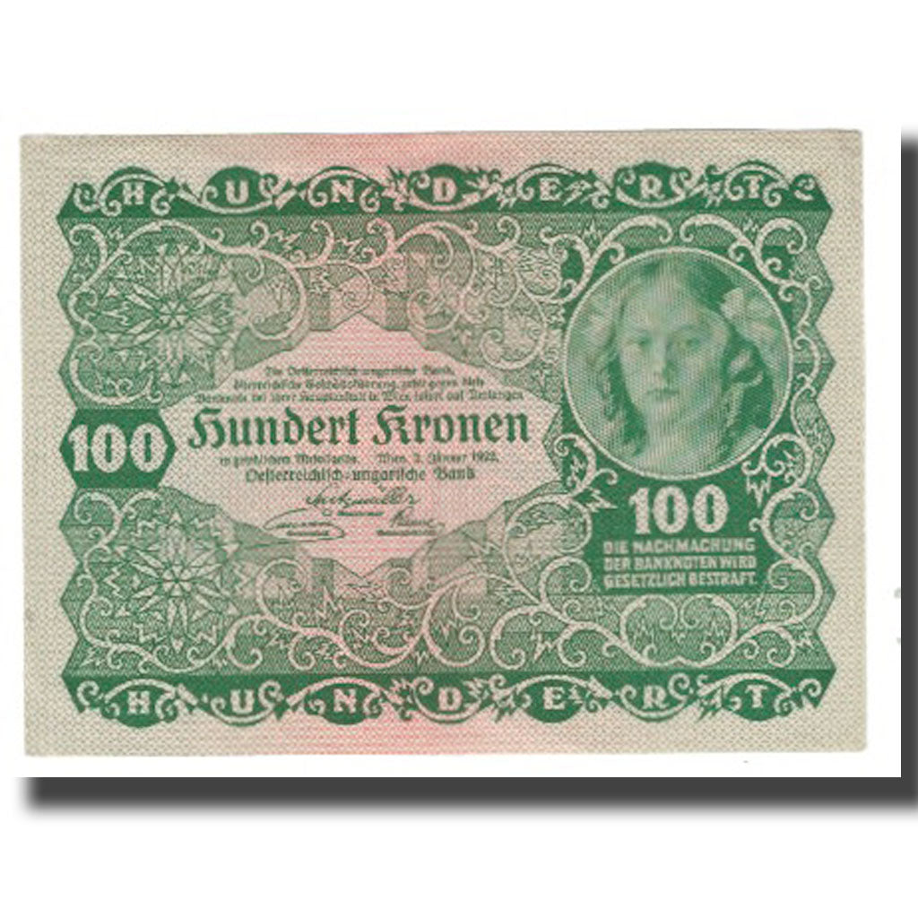 Banknote, Austria, 100 Kronen, 1922, 1922-01-02, KM:77, UNC(65-70)