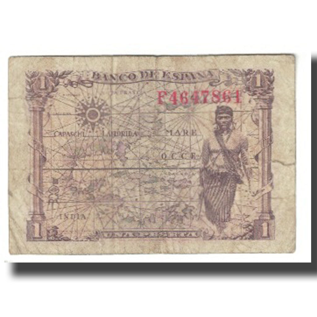 Banknote, Spain, 1 Peseta, 1945, 1945-06-15, KM:128a, VF(20-25)