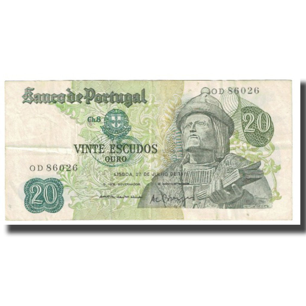 Banknote, Portugal, 20 Escudos, 1971, 1971-07-27, KM:173, EF(40-45)