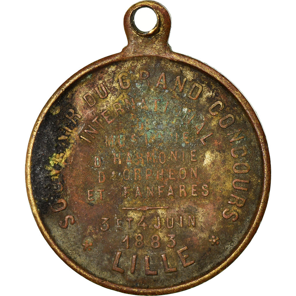 France, Token, Concours de Musique de Lille, 1883, VF(20-25), Copper