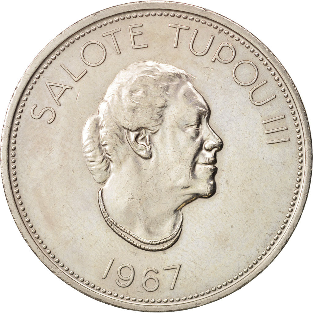 Tonga, King Taufa'ahau Tupou IV, Pa'anga, 1967, AU(55-58), Copper-nickel, KM:11