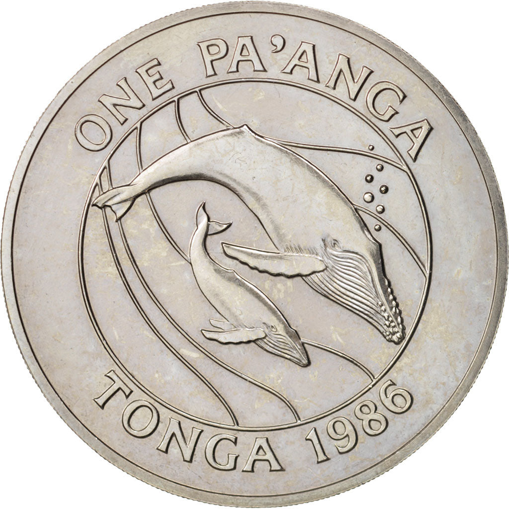 Tonga, King Taufa'ahau Tupou IV, Pa'anga, 1986, AU(55-58), Copper-nickel, KM:128