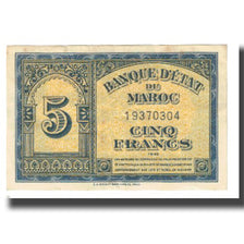Banknote, Morocco, 5 Francs, 1943, 1943-08-01, KM:24, EF(40-45)
