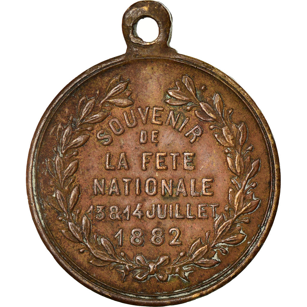 Frankrijk, Token, Souvenir de la Fête Nationale du 14 Juillet, 1882, FR+, Koper
