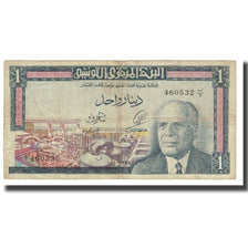 Nota, Tunísia, 1 Dinar, 1965, 1965-06-01, KM:63a, VF(20-25)