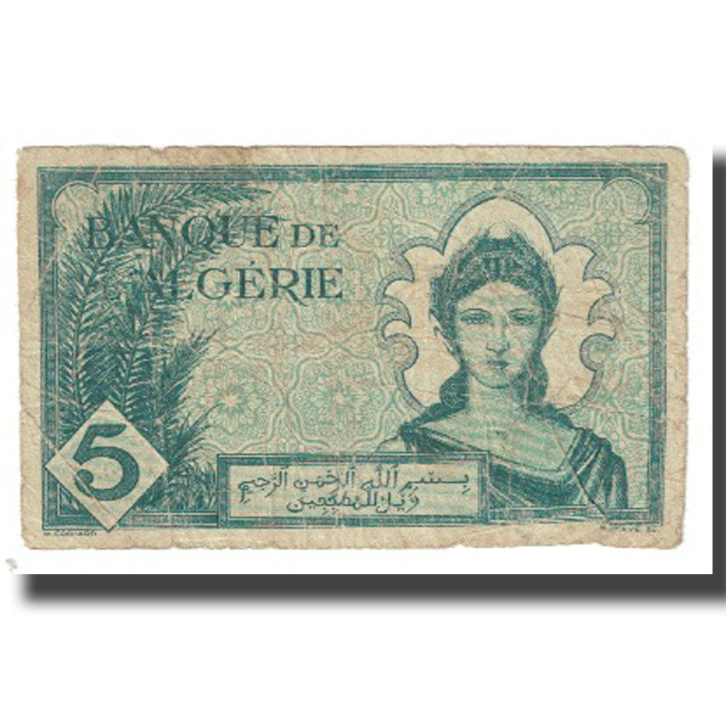 Banknote, Algeria, 5 Francs, 1942, 1942-11-16, KM:91, VF(20-25)